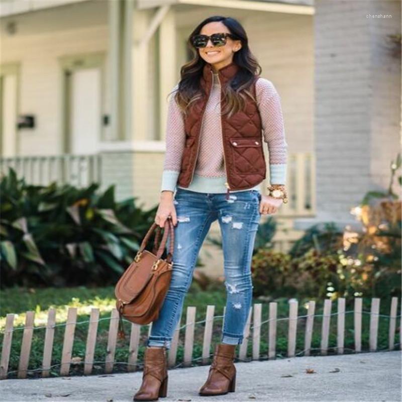 

Women' Vests Arrival Slim Down Solid Color Women' Jacket Sleeveless Pocket Zipper Casual Party Street Vest Waistcoat Autumn Winter, Black