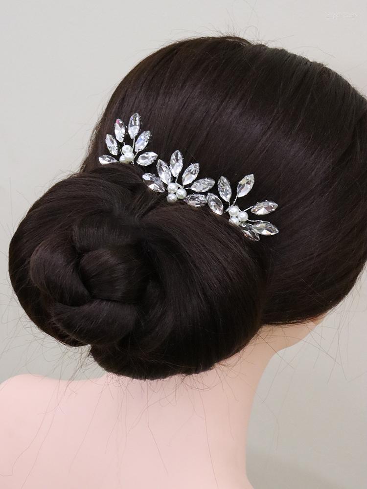 

Headpieces Silver Rhinestone Hairpin For Women Hair Ornaments Prom Clips Bride Headdress Banquet Wedding Bridal Accessories