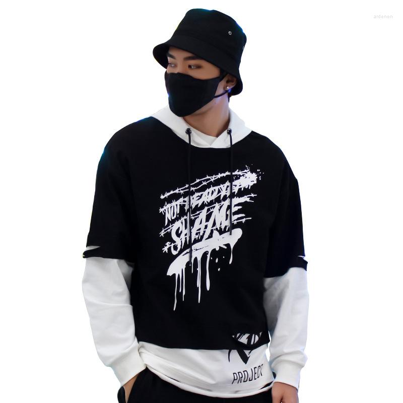 

Men's Hoodies 2022 Sweater Hip-hop High Street Tide Brand Jacket Hoodie American Printing Loose Hooded Stitching, White