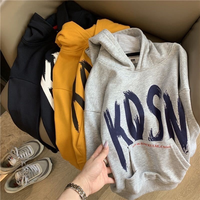 

Pullover Big Boys Hoodie Hooded Loose Long Sleeve Sweatshirt Casual All match Letter Print Tops Streetwear 6 8 10 12T 221010, Yellow