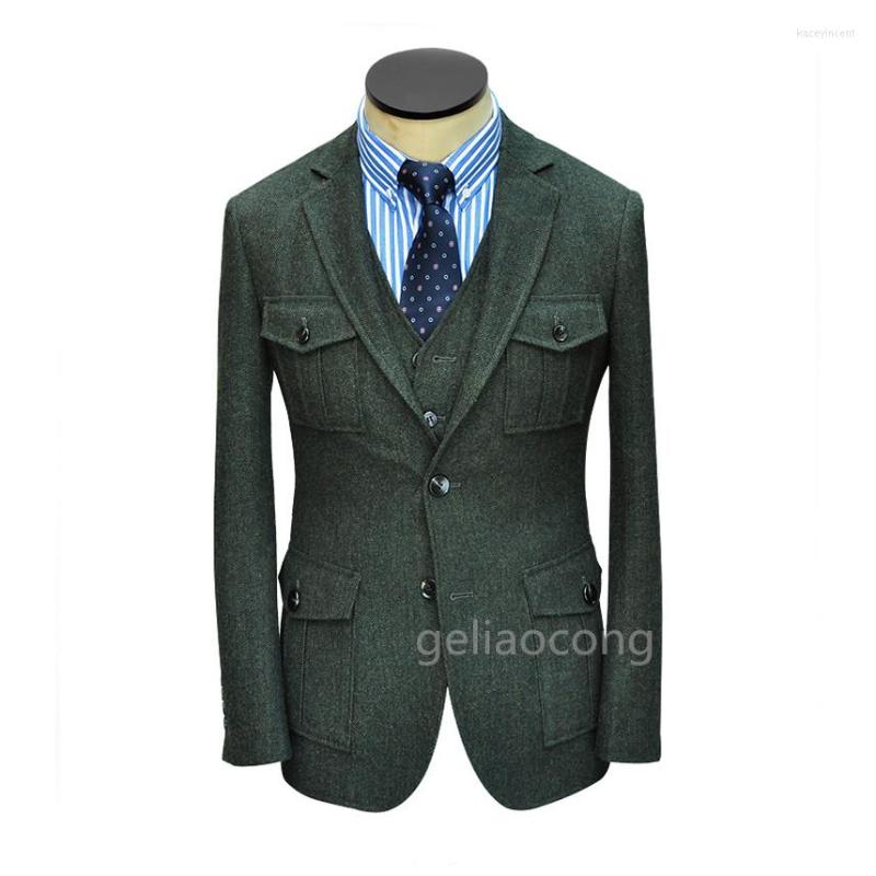 

Men's Suits Latest Design Green Herringbone Notch Lapel Jacket Style Men Wedding Suit Two Buttons Blazer High Quality Wondeful, Other color