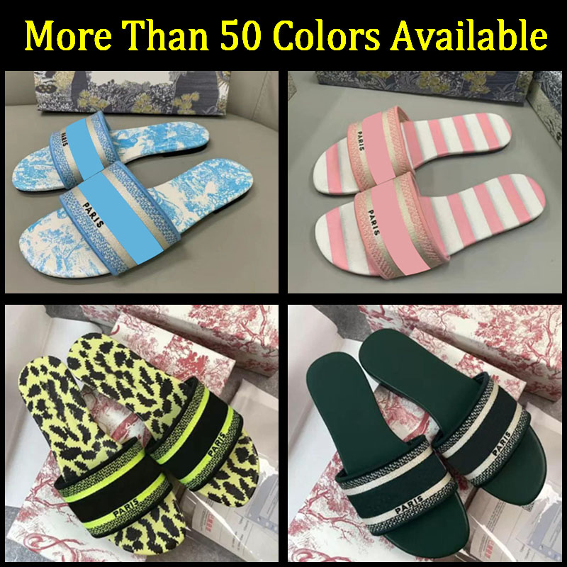 

Fashion Brand Paris Home Shoes Women Embroidered Flat Slippers Comfortable Beach Sandals SUPER1ST2202102