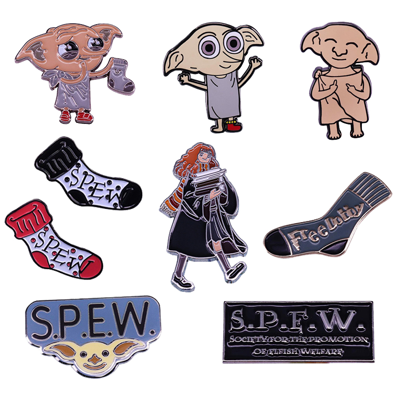 

HXXP Brooch House Elves Sock Enamel Pin badges accessory Anime brooches, Color #1