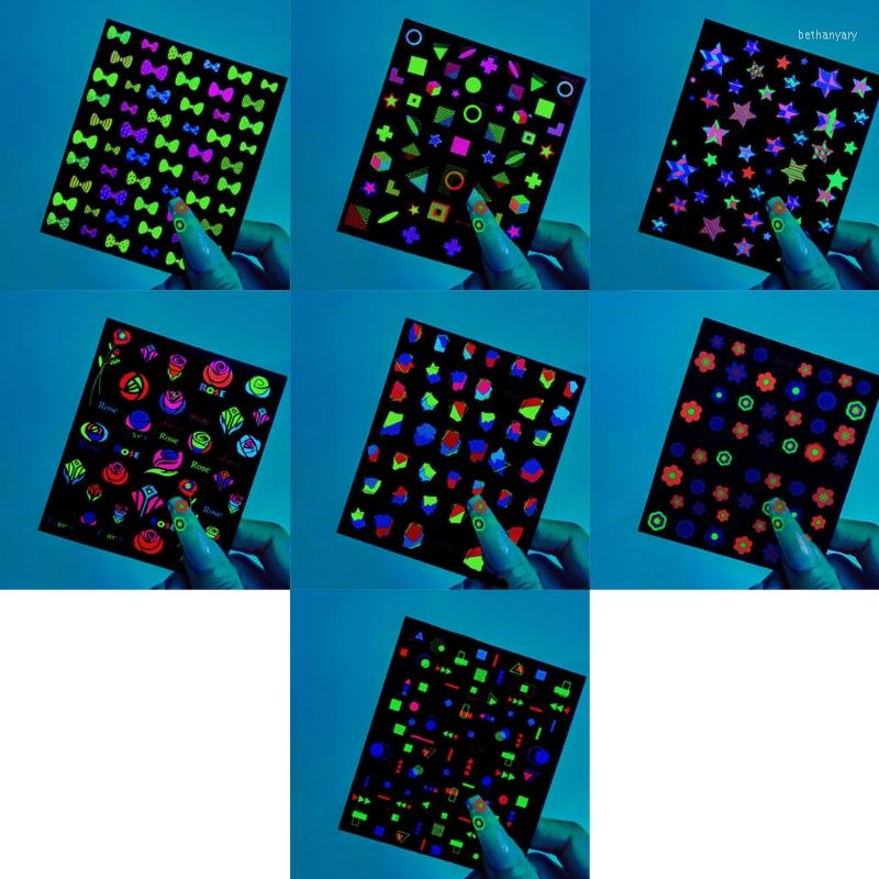 

Nail Art Decorations Luminous Stickers Decals 3D Self-adhesive Fluorescent Color Decoration K3NE