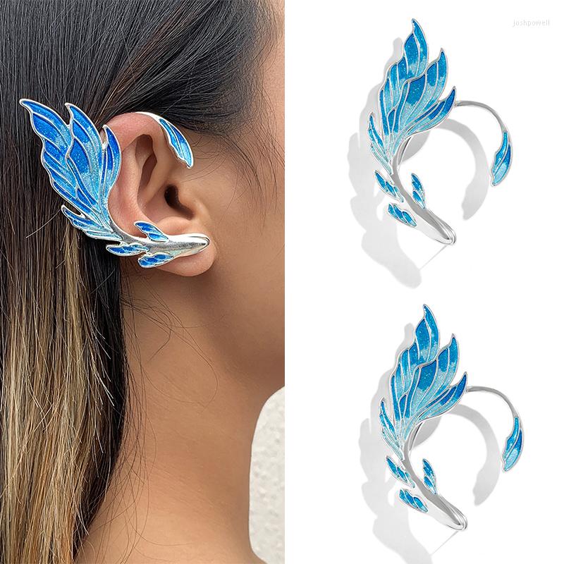 

Backs Earrings 2022 Fashion Niche Dripping Oil Alloy Personality Creative Women's Temperament Goldfish Single Outline Ear Stud