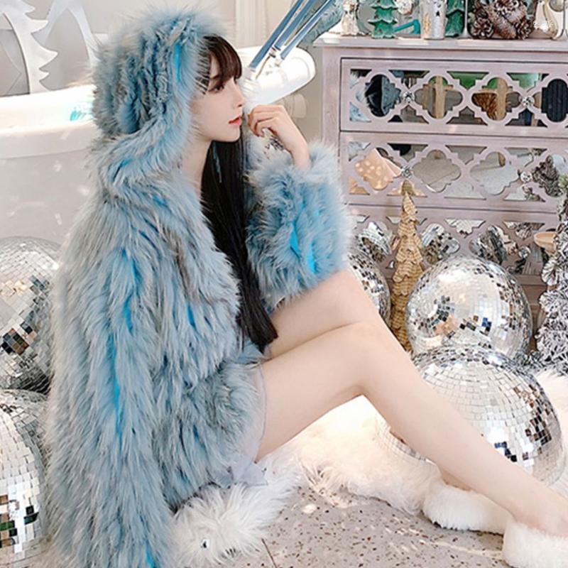

Women's Fur Women Winter Jacket Faux Coat Fluffy Loose Short Fashionable Full Pelt Patchwork Mink, Pink
