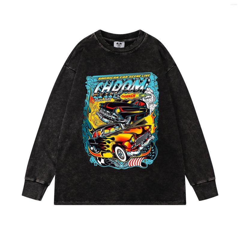 

Men' T Shirts Autumn Winter Anime Car Print Men' T-shirts Vintage Washed Hip Hop Streetwear Harajuku Long Sleeves Cotton Tops Tees, Xyw13