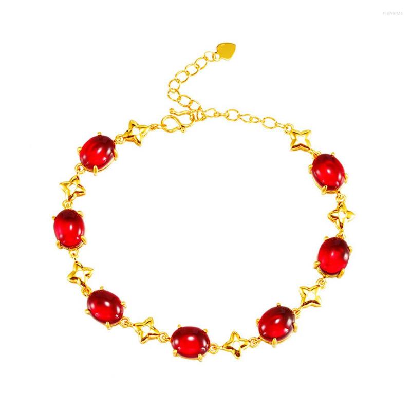 

Link Bracelets Korean 24K Gold For Women Rhinestone Charm Anime Bracelet Bridal Wedding Bangle 2022 Fashion Gifts The Year