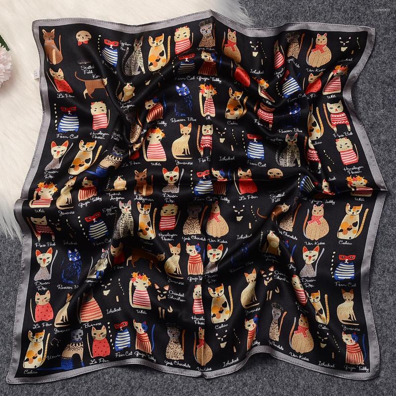 

Scarves Pure Silk Scarf Women Seine Animals Print Square Wraps Foulard Head Neckerchief Hijab Bandana Neck 53CM