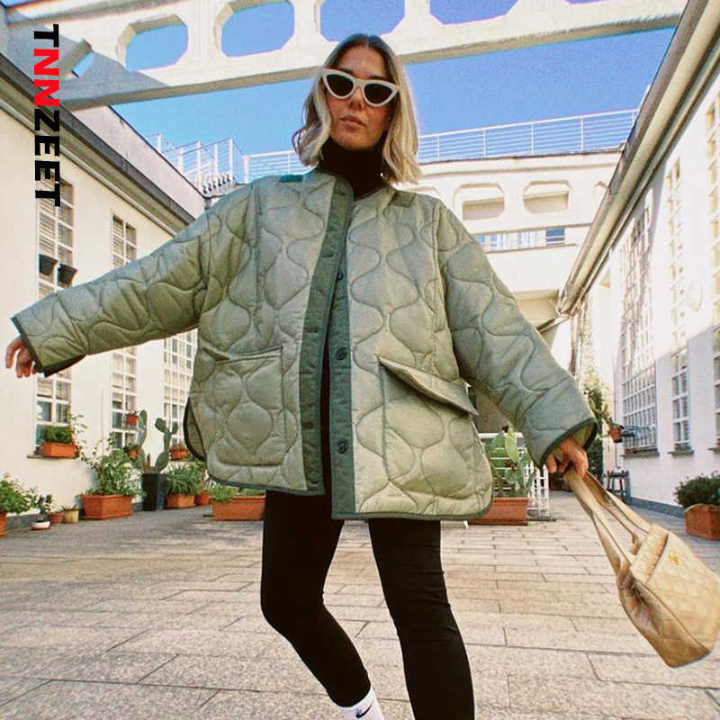 

Women's Down Parkas Y2K Green Patchwork Fashion Quilted Coats Women Winter Streetwear Oversized Casual Long Sleeve Pockets Short Jackets Padded T221011