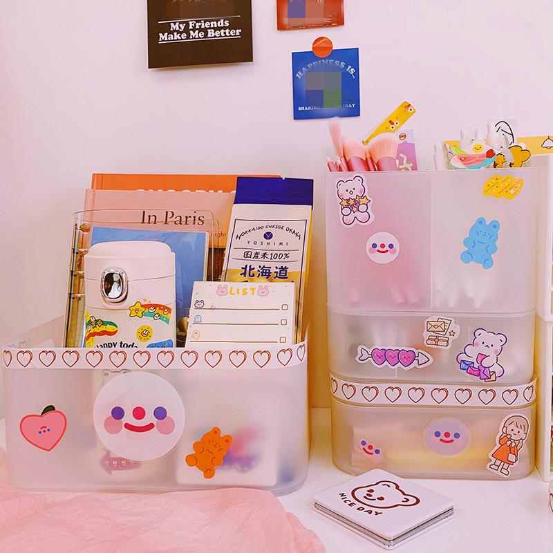

Cosmetic Bags Student's Dormitory Desktop Transparent Makeup Brush Lipstick Storage Box Girls Home Office Cute Pen Holder Sundries