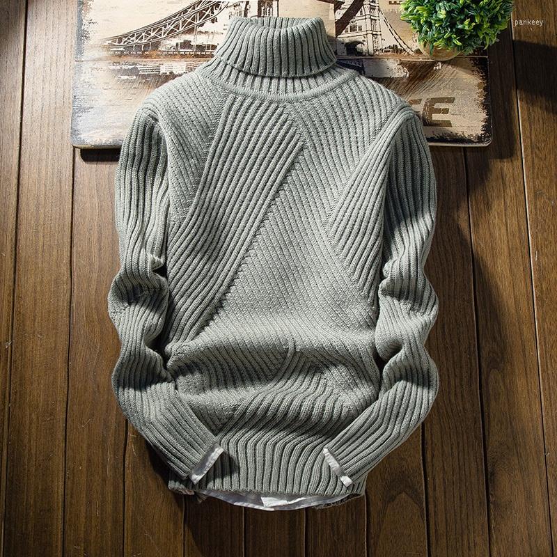 

Men's Sweaters Fashion Classic Solid Color Turtleneck Sweater Men Winter Thick Warm Pullover Slim Fit Pull Homme, Black