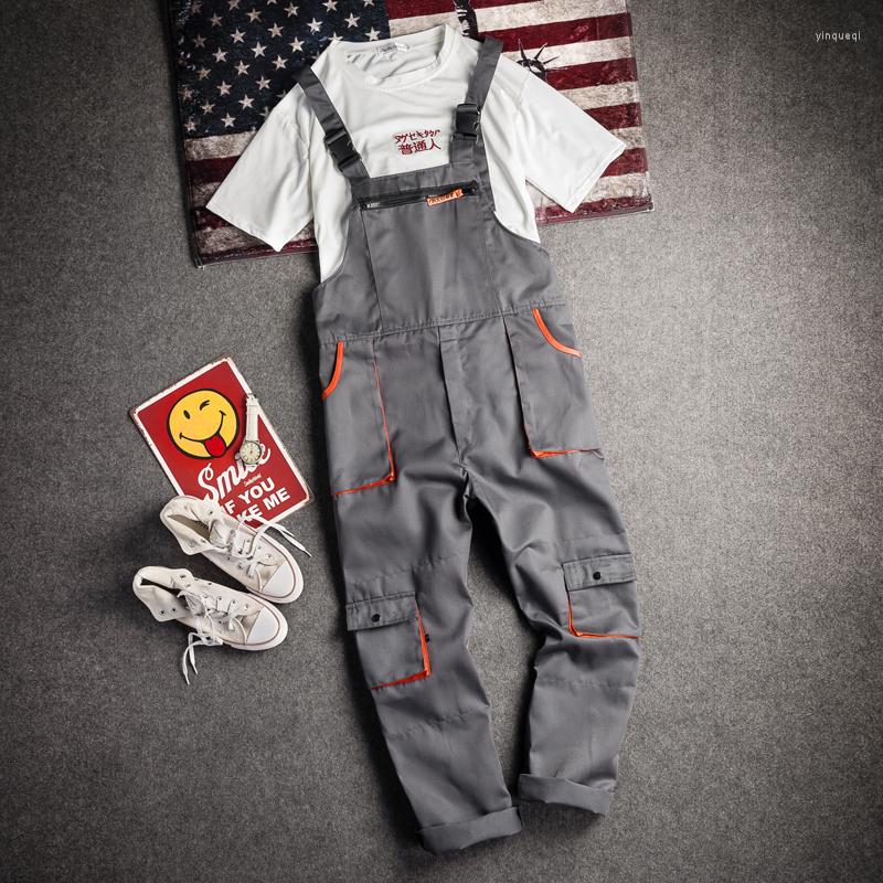 

Men' Pants Plus Size Men Bib Working Overalls Male Work Wear Uniforms Fashion Tooling Worker Repairman Strap Jumpsuits BDK01, Gray