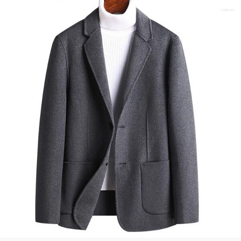 

Men's Suits Autumn Winter Double-Faced Wool Blazer Men's Casual Suit Jacket, Black