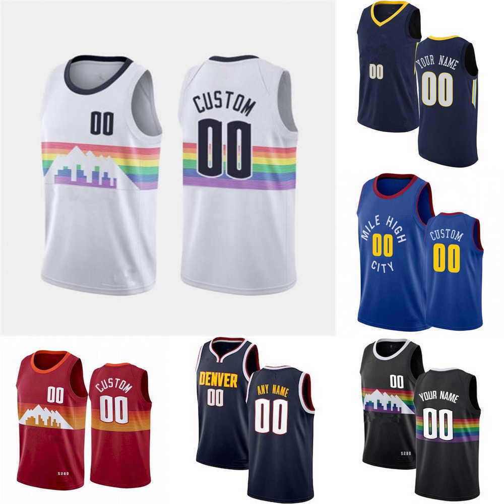 

75th Custom Mens Womens Youth Denver''Nuggets''Allen 3 Iverson Petr 21 Cornelie Alex 2 English Dikembe 55 Mutombo Basketball Jerseys, Color