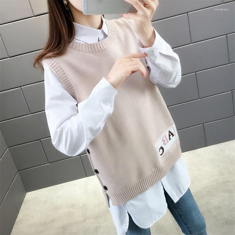 

Women' Vests Autumn 2022 Style Artistic Knitting Vest Women' Solid Color Fashion Casual Waistcoat Round Neck Sleeveless Sweater, See chart