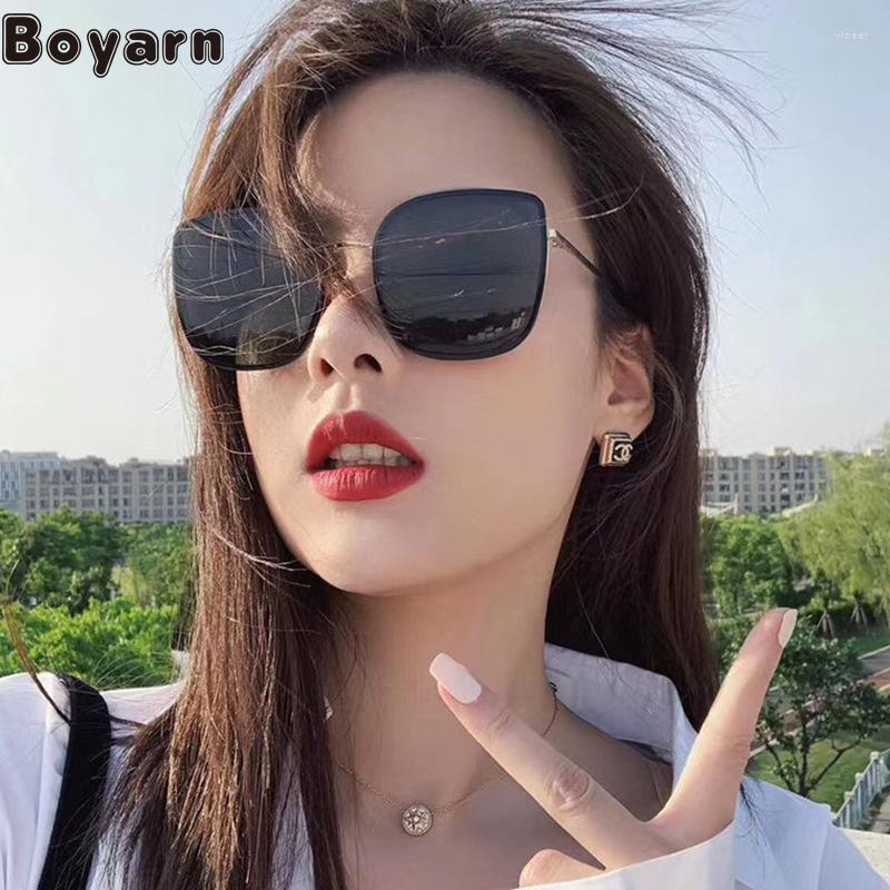 

Sunglasses Boyarn Large Frame Black Fashionable Circle Metal Shades Street Hong Kong