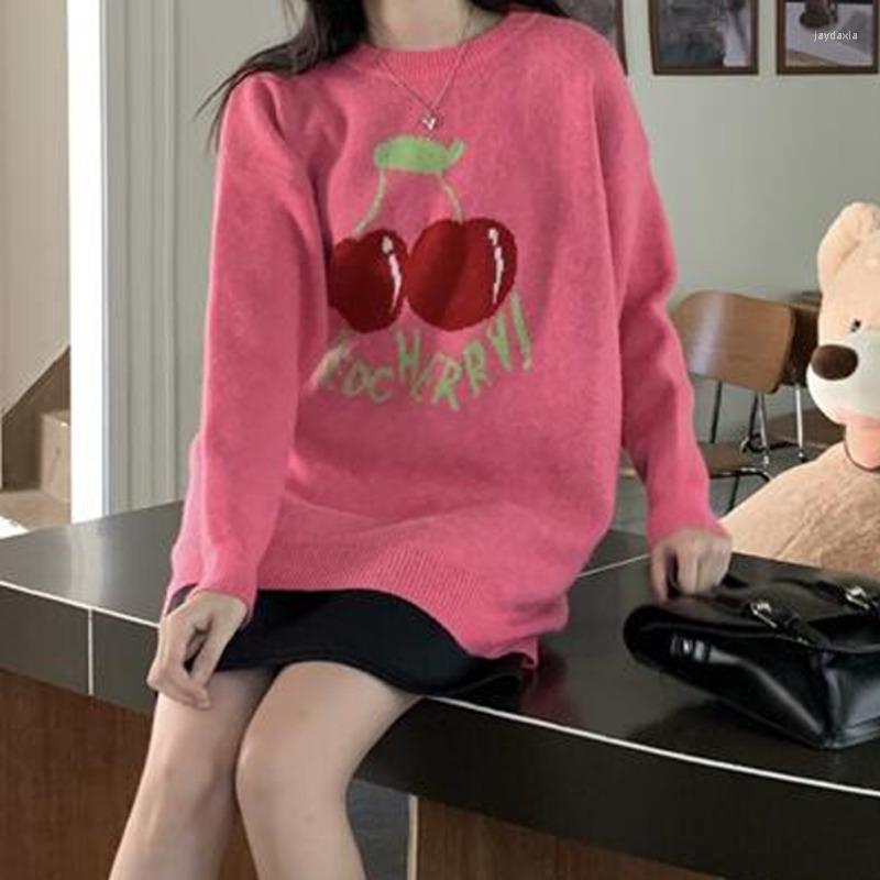 

Women's Sweaters Pink Pullover Women's 2022 Gentle Wind Sweet Long Sleeve Sweater, Pink cherry