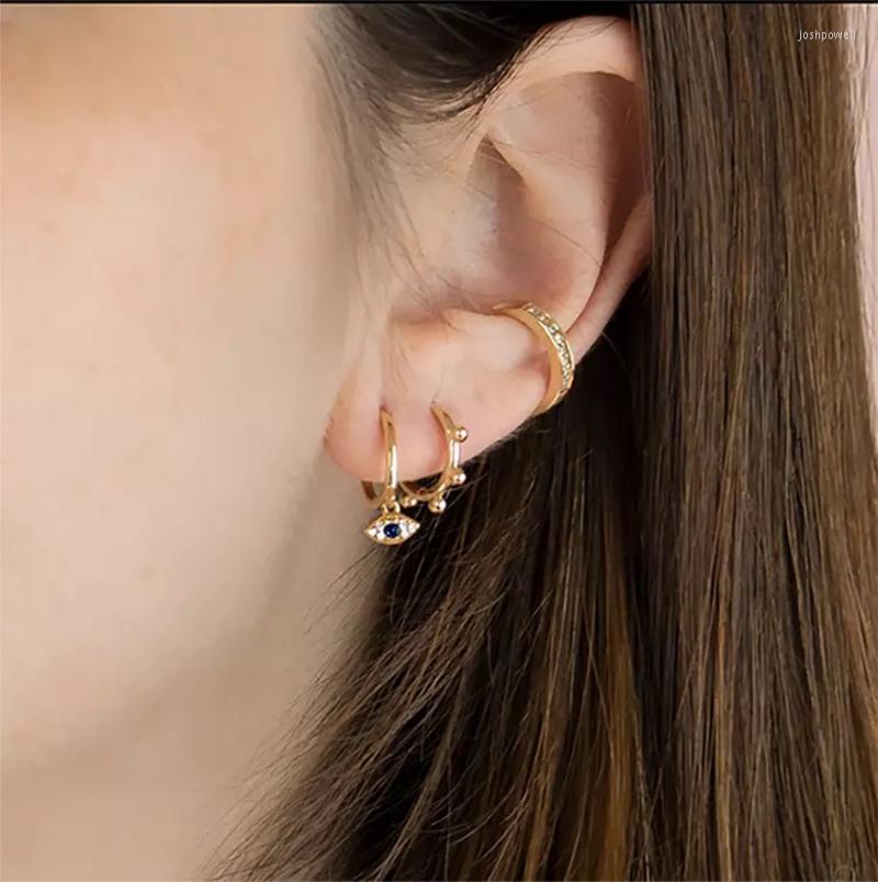 

Hoop Earrings 925 Sterling Silver Earring Simple Geometric Circle Small Round Beads Ear Ring Bone Cold INS Wind Female Jewelry