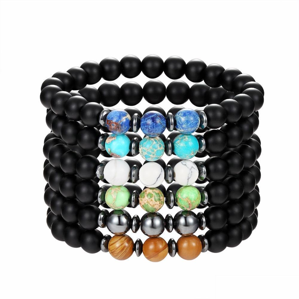 

Beaded Strands Fashion Natural Stone Black Lava Matted Bead Bracelet Turquoise Hematite For Women Men Jewelry Drop Delivery 2021 Bra Otg5R