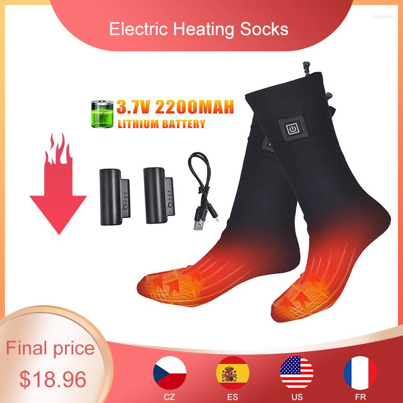 

Sports Socks 3.7V 2200mAh Button Electric Heating Rechargeable Battery Powered Outdoor Skiing Cycling Warm Winter Thermal, With battery box