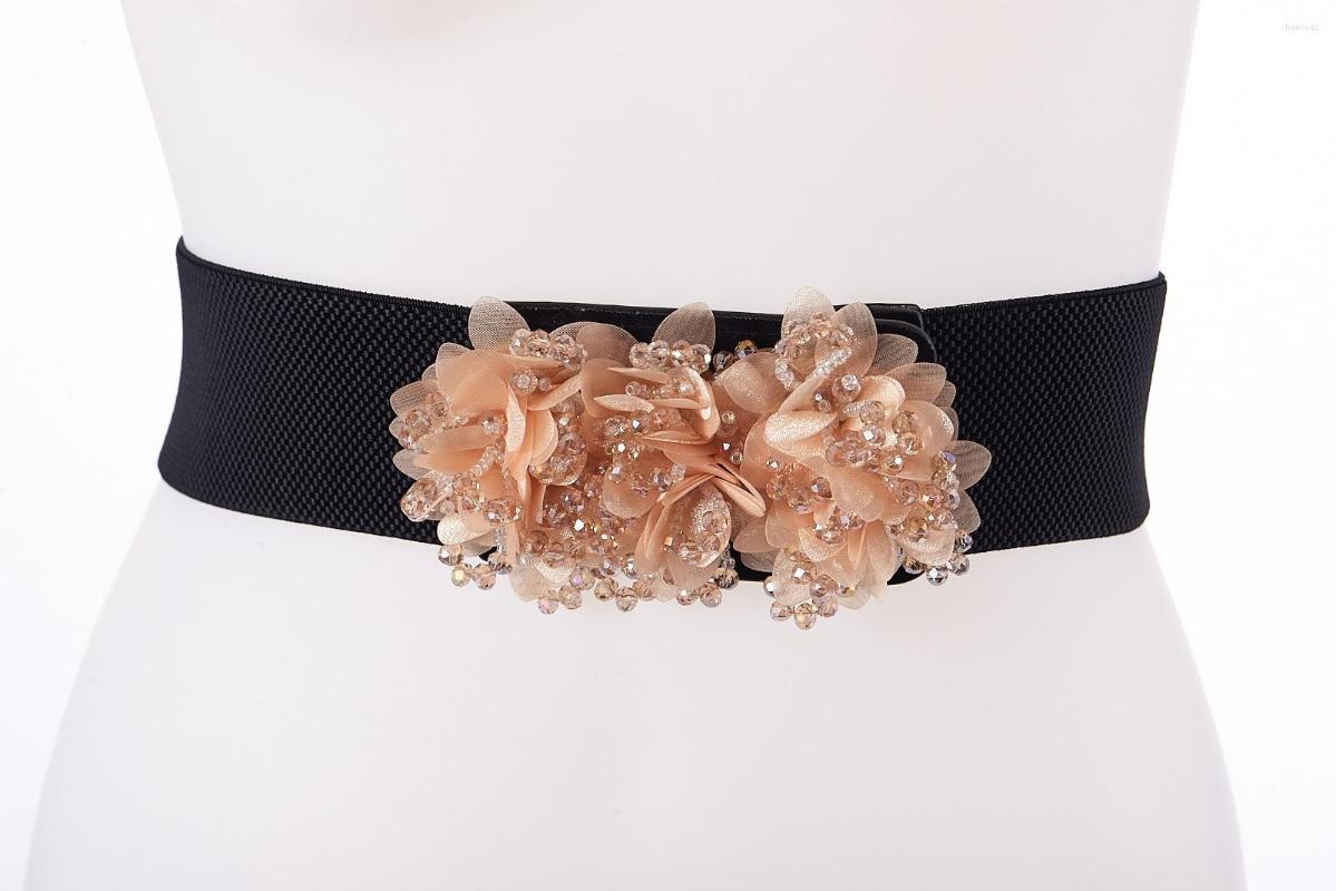 

Belts Fashion Women Belt Luxury Rhinestone Design Stretch Waist Dress Skinny Elastic Straps Ceinture Cinturones Mujer Dp84, Black
