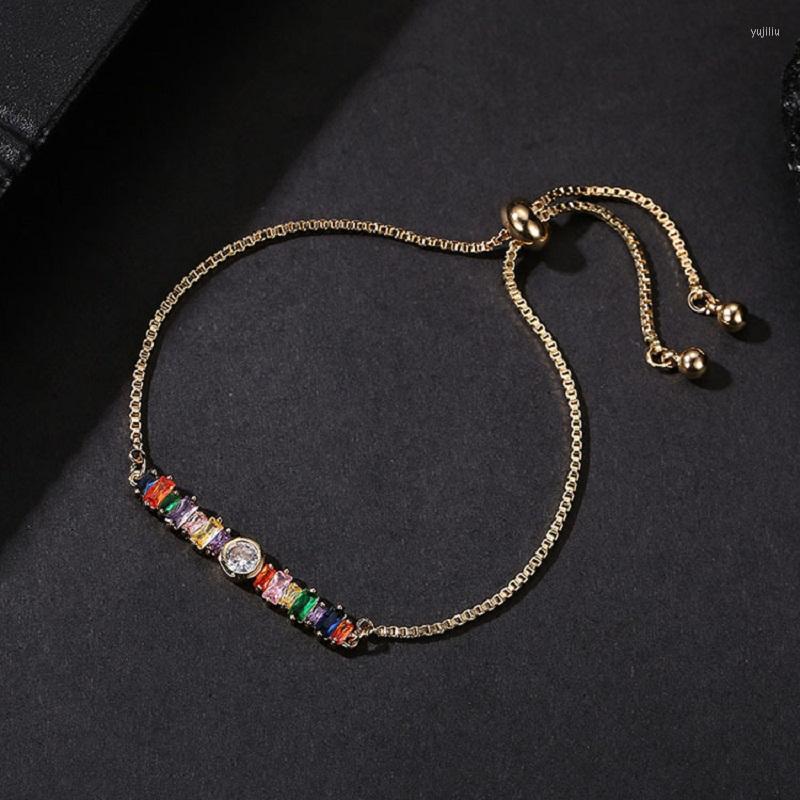 

Link Bracelets Bettyue For Ladies Creative Design Cubic Zircon Rainbow Range Bracelet Adjustable Geometry Simplicity Style Party Charming
