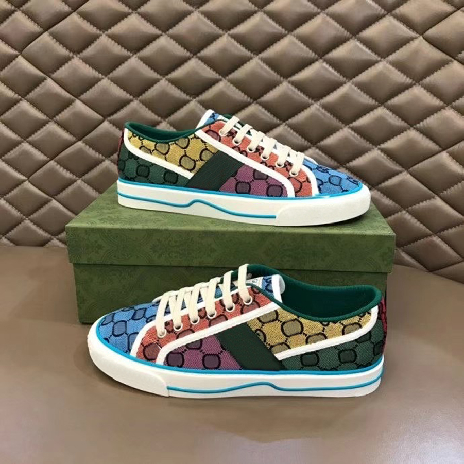 

Fashion Designer shoes real luxury leather Handmade Multicolor Gradient Technical sneakers Man women famous shoe Casual Shoes Trainers 1978 005, #17