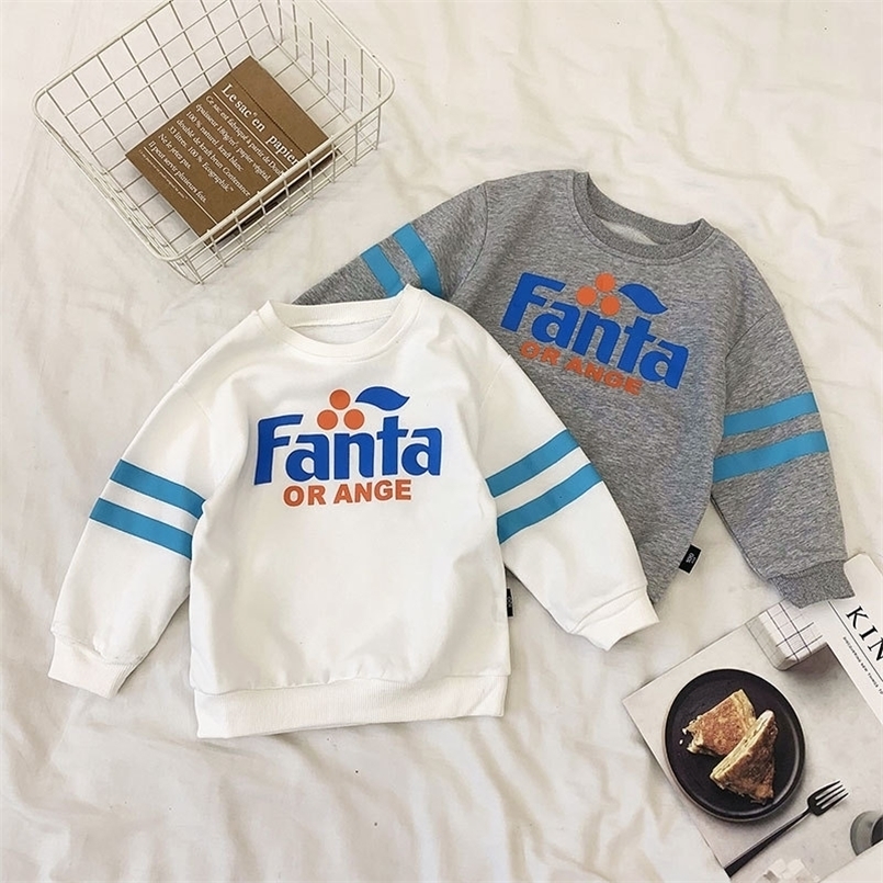 

Pullover Spring Quality Children Boys Costum Casual Letter Printed Cotter O Neck Sweatshirt Outfit Clothes 221010, White