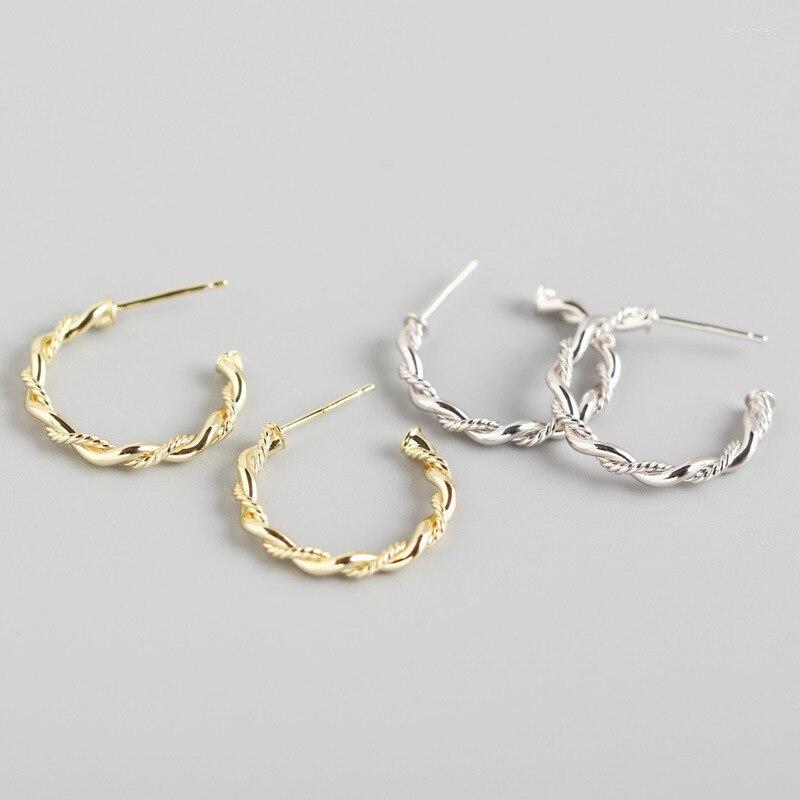 

Hoop Earrings A00856 Korean Genuine 925 Sterling Silver Minimalist Endless Circle Twist Stud For Women Bohemia Fine Jewelry