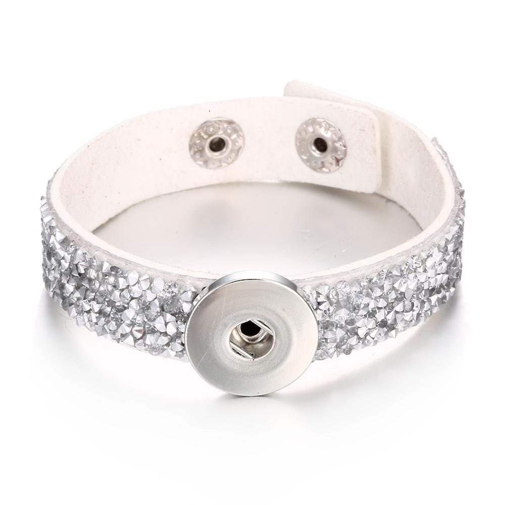 

Charm Bracelets New 20Pcs/Lot Snap Buttons Leather Bracelets Fashion Rhinestone Bangle Bracelet For Women Mens Noosa Button Jewelr Dhl6H