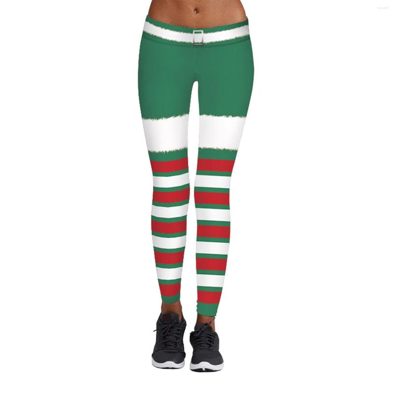 

Women's Leggings Sexy Women Legging Christmas Bells Red White Stripes Printing Fitness Leggins Fashion Slim High Waist Woman Pants