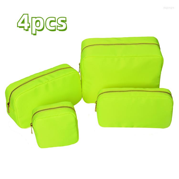 

Cosmetic Bags 4Pcs/Set S M L Xl Diy Embroidery Patch Personalize Toiletry Pouch Waterproof Women Storage Nylon Travel Makeup Bag Organizer, Hot pink