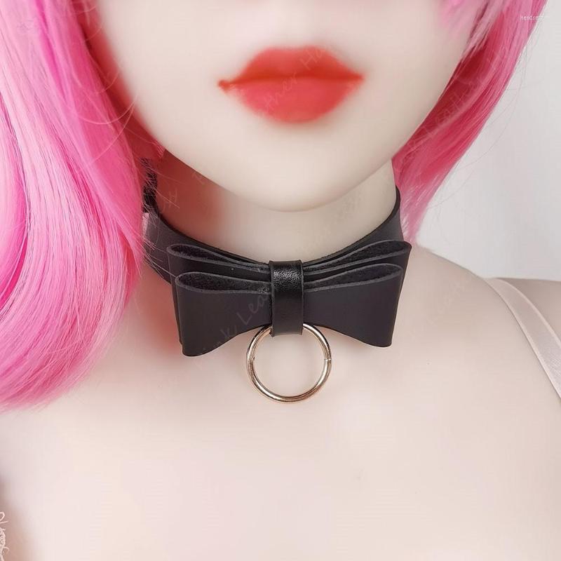 

Bow Ties Sexy Cosplay Tie PU Leather Women Bowknot Collar Necklace Candy Solid Color Female Male Uniform Accessories Adult Schoolgir