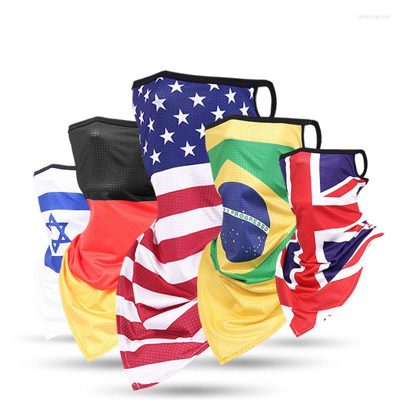 

Bandanas Plus Size Sport Bandana Silk Hang Ear Triangle Face Tube Scarf Neck Gaiter Cover Peach Headband Race Hiking National Flag