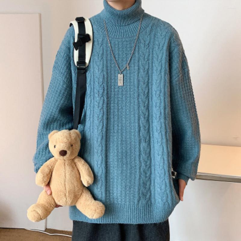 

Men's Sweaters Mens Autumn Knitted Casual Loose High Turtleneck Sweater Long Sleeve Solid Color Sweatshirt Male Warm Pullovers M-5XL, Black