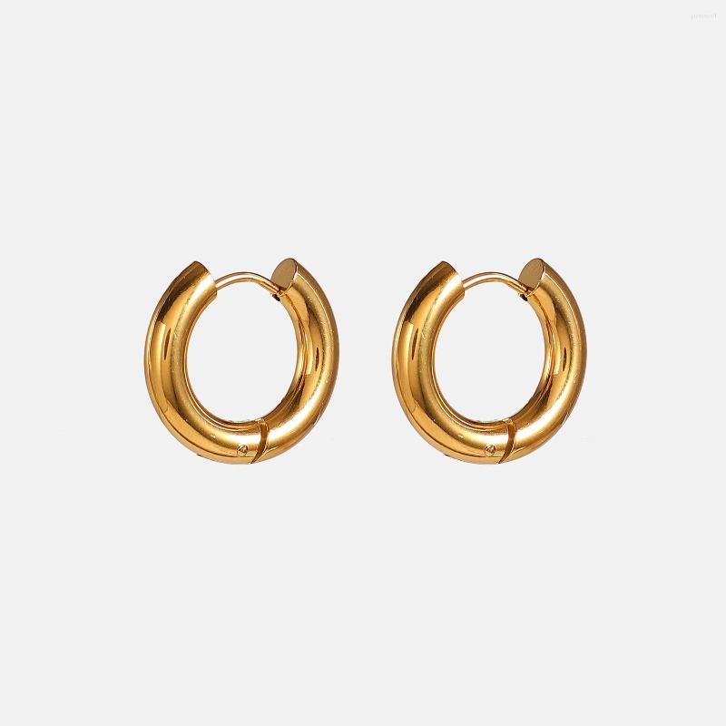

Hoop Earrings European And American INS Net Red Same Style Wind 4mm Thick Inner Diameter 12mm Classic Stainless Steel Ring W