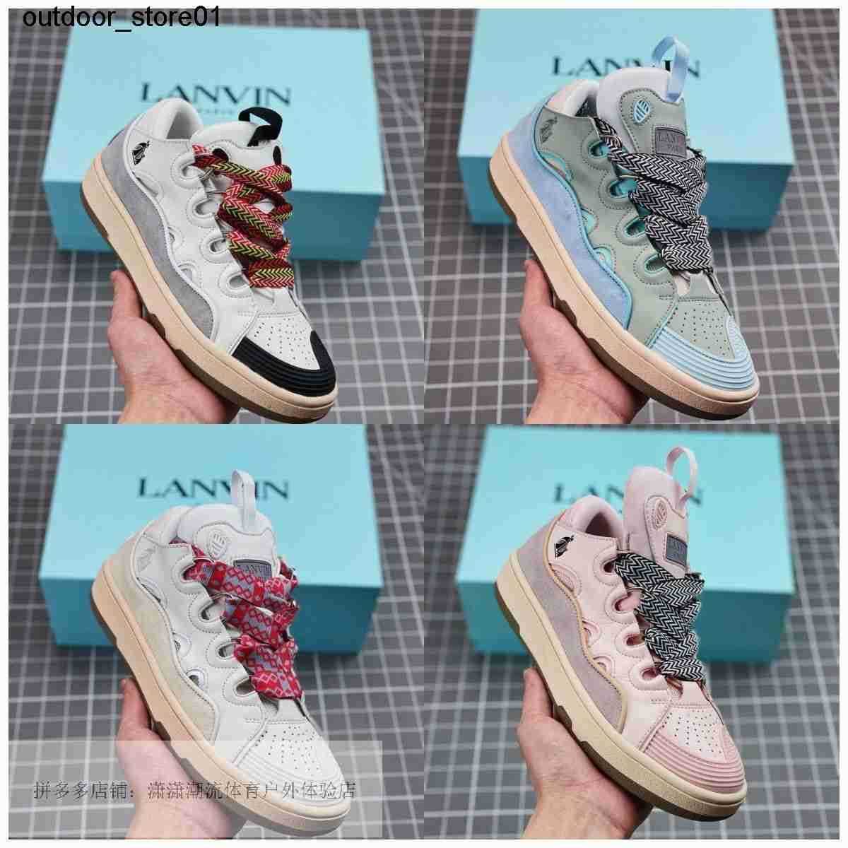 

Designer Sneakers Lanvins Fashion Brand Dress Shoes Leather Curb Low top stars same sports leisure board sneaker men women Bread shoes, Pink
