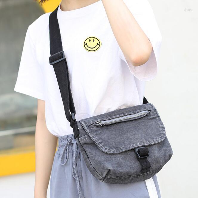 

Evening Bags Simple Harajuku Style Canvas Bag Retro Washed Old Messenger Wild Hong Kong Shoulder, Beige