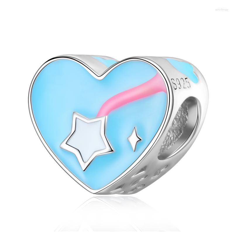 

Beads Colorful Summer Meteor 925 Sterling Silver Heart-shaped Fits Original AGATA Women Charms Bracelet DIY Jewelry Enamel
