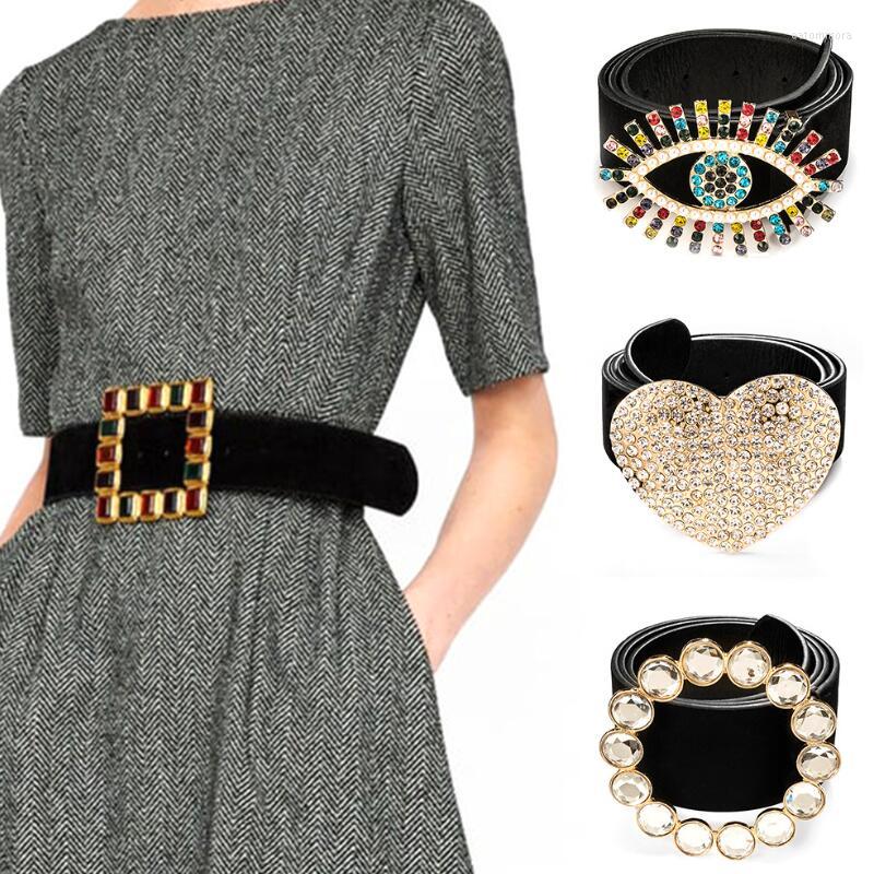 

Belts 12 Styles Women's Luxury Designer Women Black Leather Waist Jewelry Gold Chain Belt Rhinestone Diamond