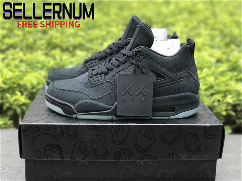 

Release Authentic 4 KAWS Cool Grey White Black Shoes Glow In DARK Mens Outdoor Sports Sneakers With Original 930155-003