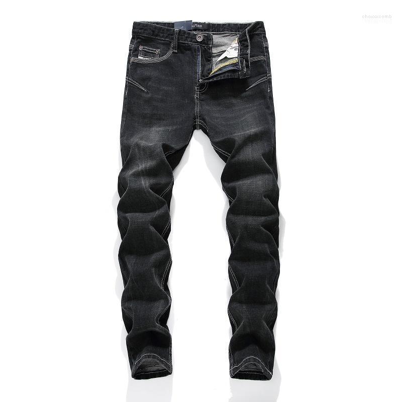 

Men's Jeans Men's 2022 Classic Trousers Solid Denim Pants Men Business Casual Stretch Mid Slim 29-38 Size, Black