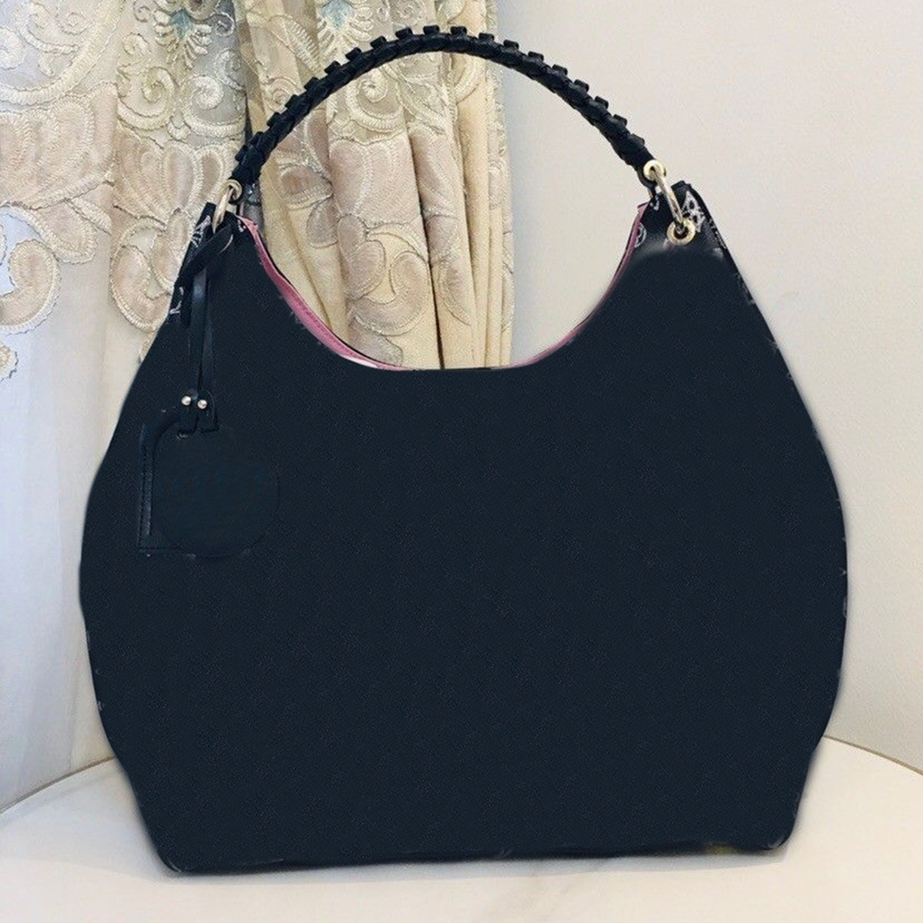 

Carmel Hobo Bag Perforated Mahina Leather Designer Silver-Color Hardware Magnetic Closure Handbag Braided Handle Name Tag Tote Metal Bottom Studs Shoulder Bag, I need see other product