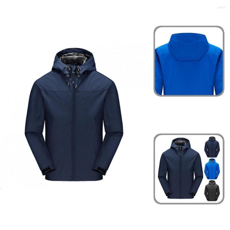 

Men's Down Rain Jacket Polyester Watertight All Match Casual Useful Long Sleeve Hooded Windbreaker, Blue