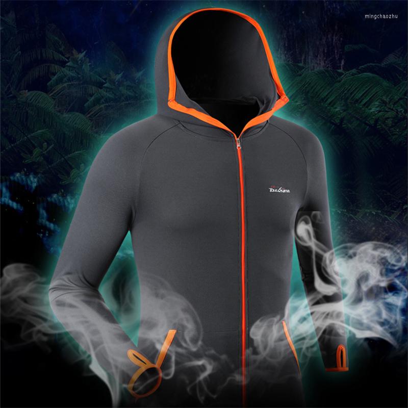 

Hunting Jackets Outdoor Fishing Clothing Hooded Ice Silk Men Jacket Quick-Drying Coat Shirt For Camping Hiking Cycling Clothes, Grey