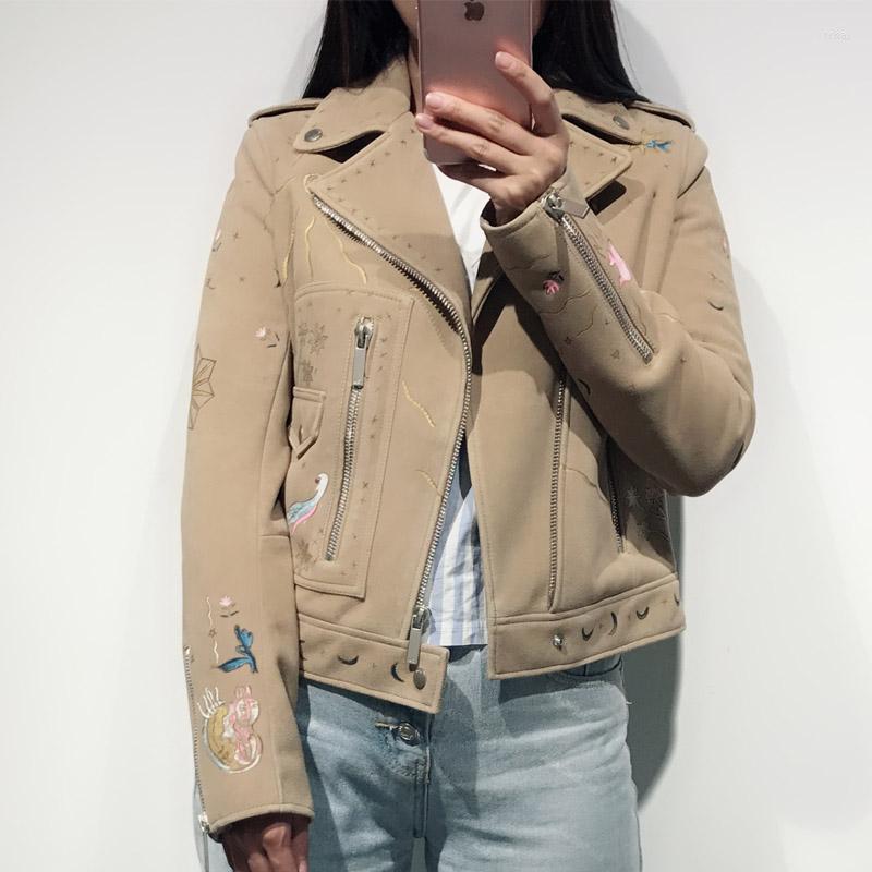

Women' Leather Ladies Real Jacket Women Genuine Hand-painted Suede, Khaki