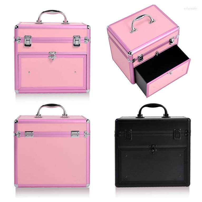 

Cosmetic Bags 2022 Professional Makeup Bag Women Bags&Case High Quality Embroidery Box Female Korean Beauty Case Nail, Black