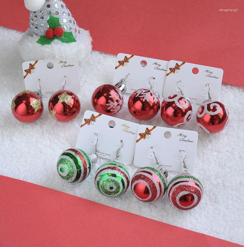 

Dangle Earrings Creative Round Christmas Bulb Red Green Snowflake Flower Ball 2022 Design Novelty Colorful Resin Pendant Girl