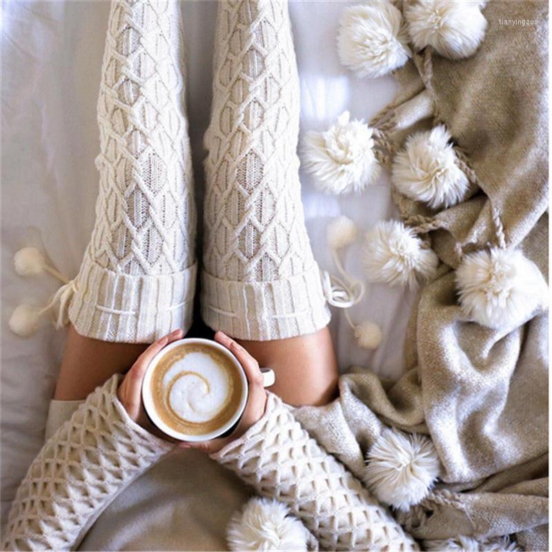 

Women Socks Stockings Cable Knit Cotton Extra Long Boot Over Knee Thigh High Girls, Purple